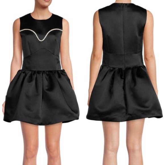 TANYA TAYLOR Noaki Embellished Mini Dress Black Silver Embellished Size 4 NEW - Picture 6 of 12
